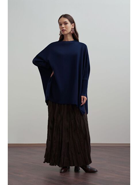 ALLDAY Lacivert-Asimetrik Kesim Triko Kazak - S000500715-21164