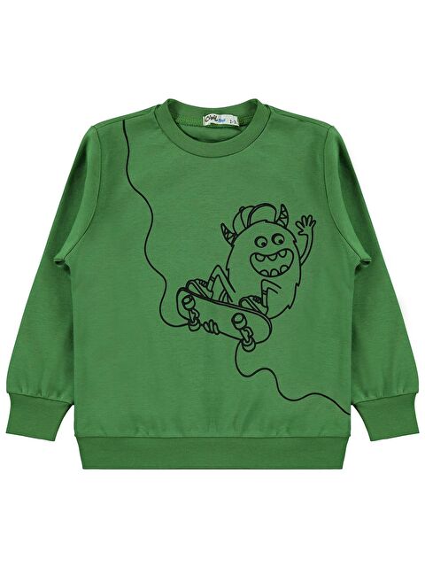 Civil Boys Kaykay Canavar Baskılı 2-5 Yaş Sweatshirt - Yeşil 4-5 Yaş - S000526684-19416