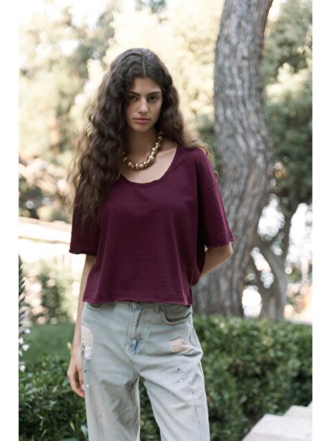 Bohemai Ripley Yarım Kol Bordo T-Shirt - S000511800-19951