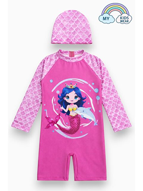 My Kids Wear Kız Çocuk Uzun Kollu Mayo ve Bone-Set 3-10 Yaş 12598 - S000514646-20024