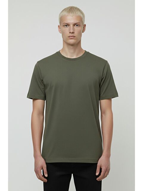 Sabri Özel Giotelli Haki Regular Fit %100 Pamuk Bisiklet Yaka Erkek Tişört - S000525376-18547