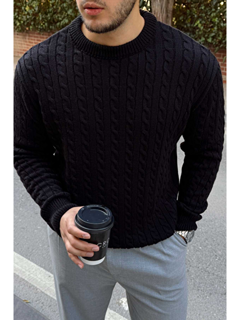 Livio Ferri Mira Premium Saç Örgü Bisiklet Yaka Kalın Triko Kazak - S000531048-19351