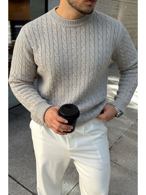 Livio Ferri Mira Premium Saç Örgü Bisiklet Yaka Kalın Triko Kazak - S000531048-74