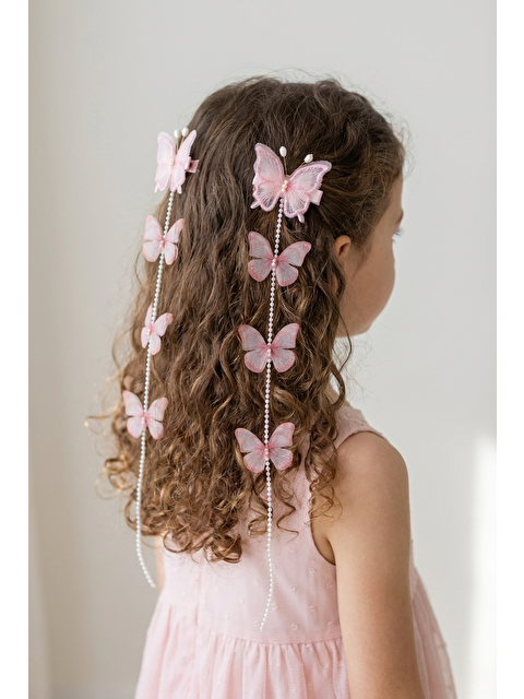 Katia And Bony Kelebek Detaylı İncili Saç Tokası Pembe