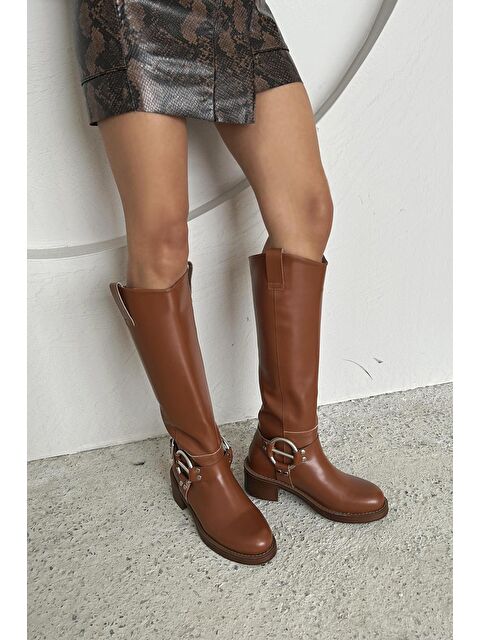 Straswans Legend Kadın Kemer Detay Binici  Deri   Çizme Taba - S000512760-14955