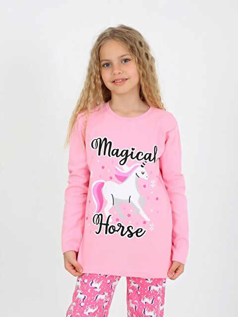 Vitmo Kız Çocuk Uzun Kollu %100 Pamuklu Pijama Takımı Magical Horse - S000327729-20024