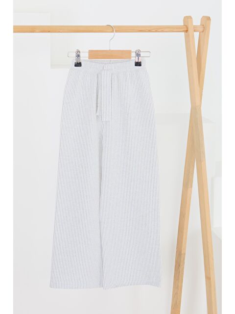 Tofisa Kız Çocuk Gri Çizgili Beli Lastikli Pantolon - 27448 - S000426008-20600