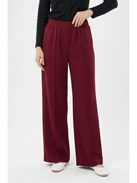 Remsa Beli Lastikli Geniş Paça Pantolon 5580 Bordo