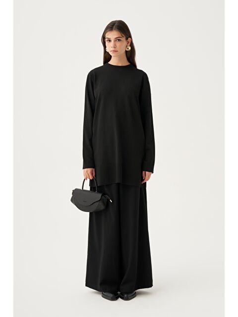 ALLDAY Siyah-Ribana Detaylı Kazak - S000500721-19351