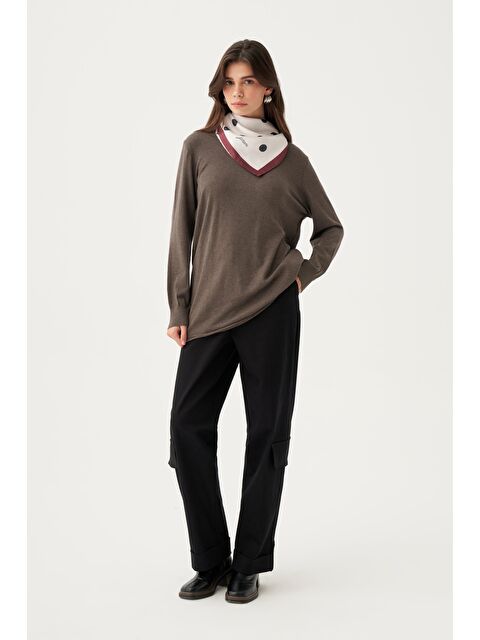 ALLDAY Antrasit-Etek Ucu Pis Kıvırma Triko Kazak - S000500717-29666