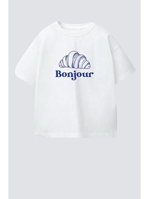 Monila Kız Çocuk Pamuklu Bisiklet Yaka Kruvasan Baskılı T-Shirt - S000514650-25636