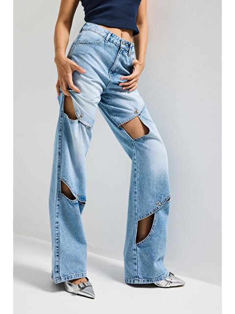 It's Basic Kadın Mavi 4s6-27 Loose Fit %100 Pamuk Özel Tasarım Denim Jean