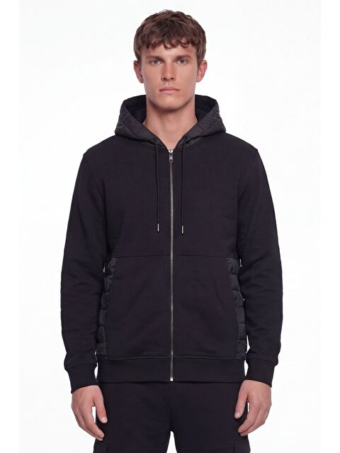 Sabri Özel Giotelli Erkek Siyah Normal Kesimregular Fit Pamuklu Lastikli Paça 6 Drop Kapüşonlu Eşofman Takımı