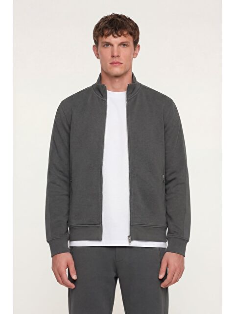 Sabri Özel Giotelli Füme Regular Fit Yarım Balıkçı Yaka Fermuarlı Tracksuit