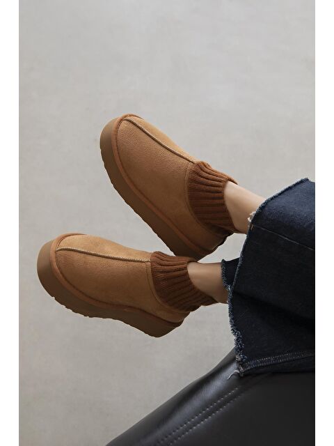 Straswans Yuki Kadın Triko Detay Ev Terliği Taba - S000512894-14955