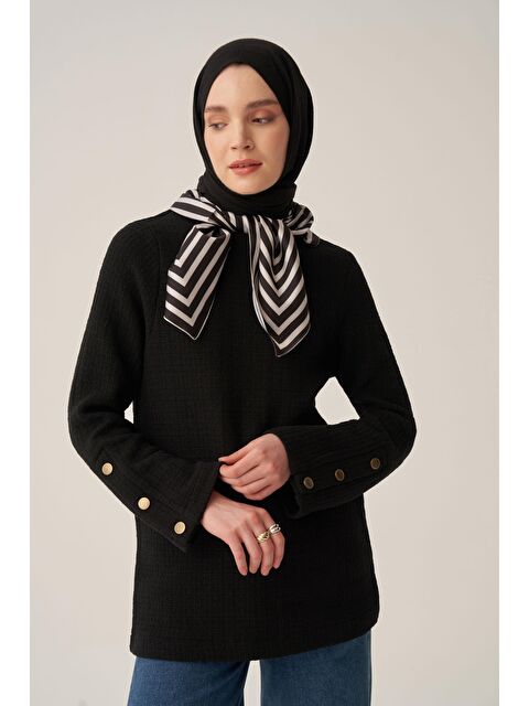 ALLDAY Siyah-Triko Efektli Bluz - S000500725-19351