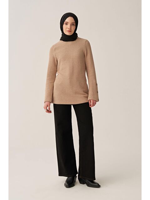 ALLDAY Bej-Triko Efektli Bluz - S000500725-19928