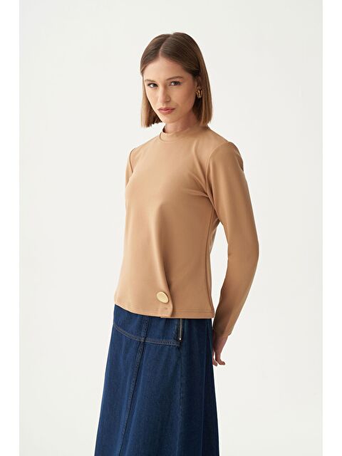 ALLDAY Vizon-Gold Düğmeli Pileli Bluz - S000500724-26429