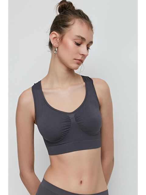 C&City C14001 Dikişsiz Sporcu Büstiyer  Antrasit - S000222141-29666