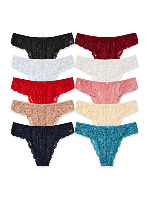 Hnx Dantelli Yüksek Bel Brazil Kadın Külot 10'lu - S000298691-23173