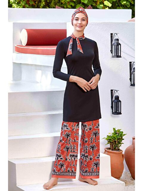 Adasea Elastanlı Tam Kapalı Tesettür Mayo Bol Paça Ellen 4520 Siyah - S000173054-19351