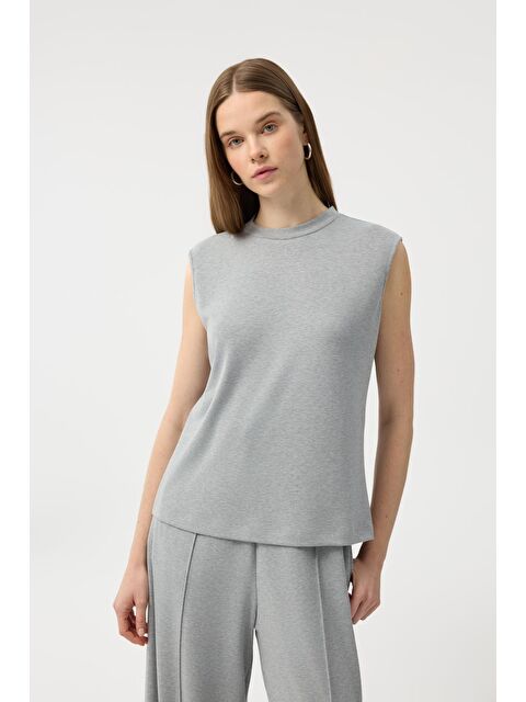 Kadriye Baştürk Modal Cupra Sıfır Kol Body Gri Melanj