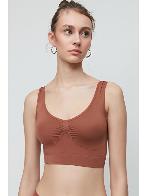 C&City C14005 Dikişsiz Kalın Askı Büstiyer Kahverengi - S000221898-19413