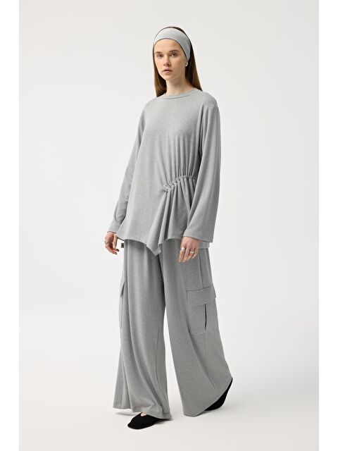 Kadriye Baştürk Modal Cupra Kargo Cepli Takım Gri Melanj