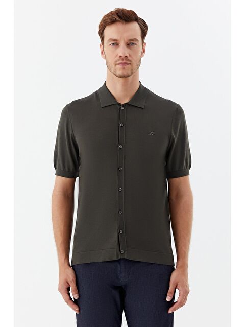 Sabri Özel Haki Regular Fit Triko Polo Yaka Erkek Gömlek - S000525389-18547