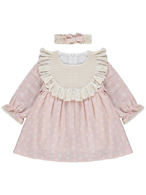 Kumru Lüks Roba Fistolu Bandanalı 6-18 Ay Elbise - Pembe 6-9 Ay - S000526605-20024