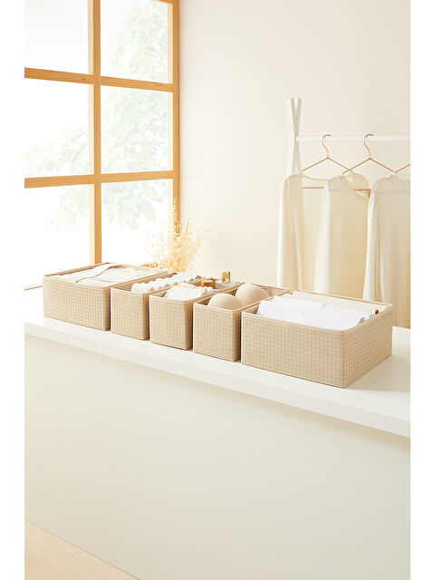 Home Wave 6'lı Bej Pötikare Çekmece İçi Düzenleyici Kutu - S000446287-19928