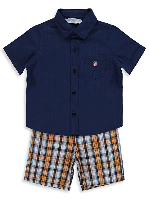 Zeyneva Timo Ekoseli Gömlekli Takım - Lacivert - S000531260-21164