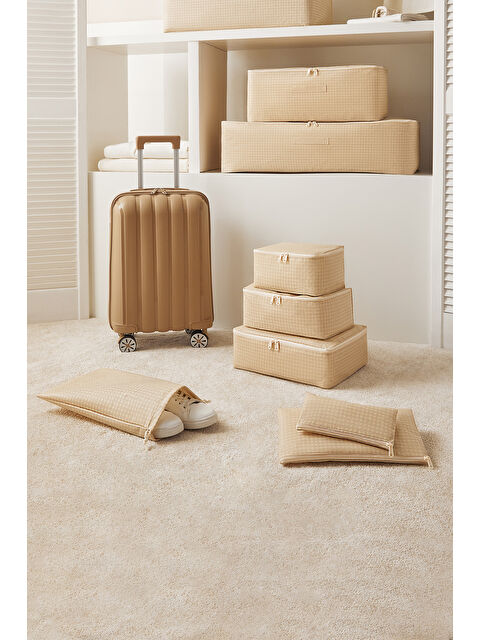 Home Wave 6'lı Bej Pötikare Bavul İçi Düzenleyici Set - S000446223-19928