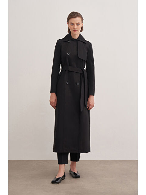 AKER Siyah Kuşaklı Trençkot - S000513556-19351