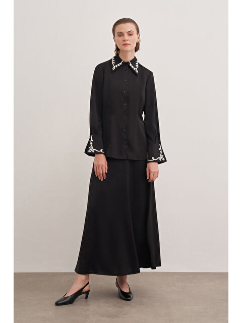 AKER Siyah Gömlek Yaka Tunik - S000513557-19351