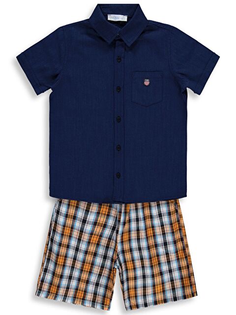 Zeyneva Timo Erkek Ekoseli Gömlekli Takım - Lacivert - S000531261-21164