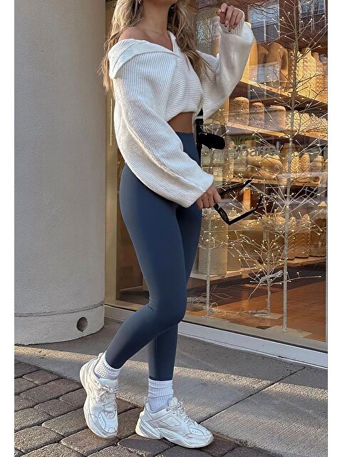 Madmext İndigo Yüksek Bel Kadın Tayt Mg2230 - S000299524-23093