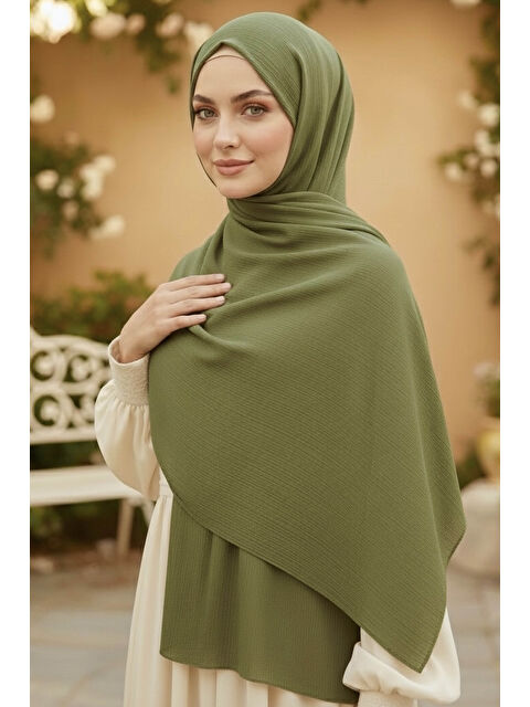 Tofisa Medine İpeği Şal Haki - 28042-HAKI - S000483284-18547
