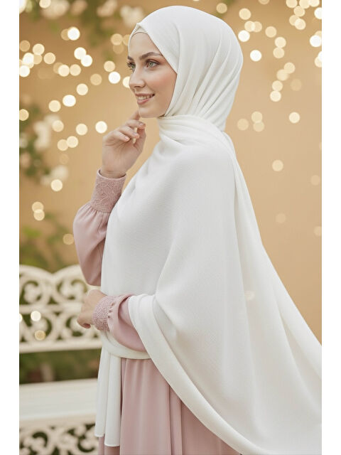 Tofisa Medine İpeği Şal Beyaz - 28042-BEYAZ - S000483284-20063