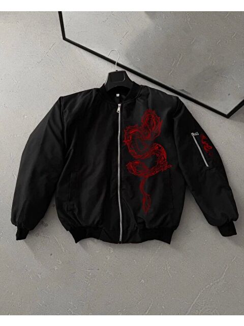 Jane's Tam Fermuarlı Uzun Kol Baskılı Bomber Ceket