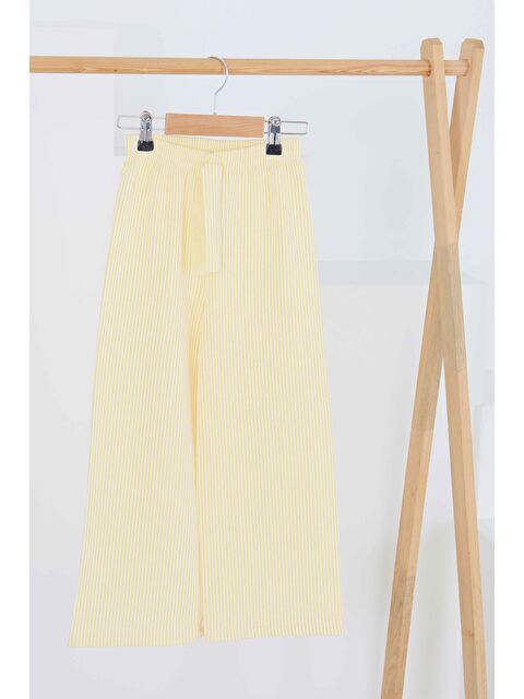 Tofisa Kız Çocuk Sari Çizgili Beli Lastikli Pantolon - 27448 - S000426008-20072