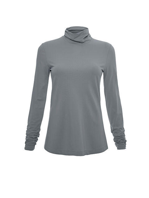 AKER Gri Büzgü Detaylı Bluz - S000503865-20600