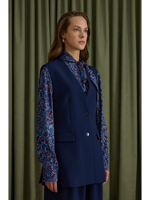 AKER Lacivert Arkası Bant Detaylı Yelek - S000513567-21164