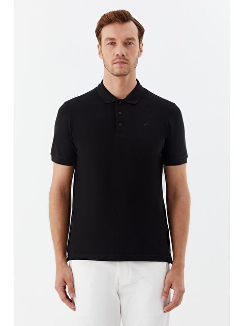 Sabri Özel Siyah Regular Fit %100 Pamuklu Polo Yaka Tişört