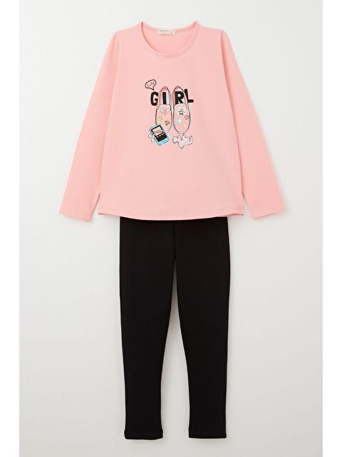 Breeze Kız Çocuk Taytlı Takım Ayakkabı Baskılı Pembe (4-9 Yaş) - S000281910-20024