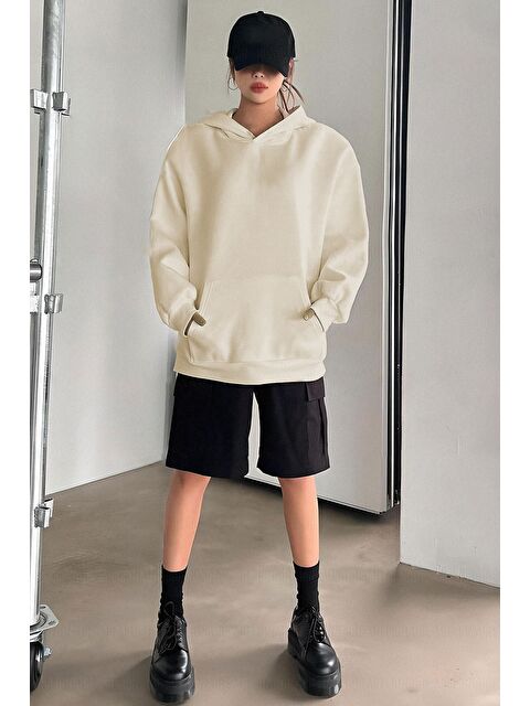 Trendseninle Bej Dont Hoodie Sweatshirt - S000107312-19928