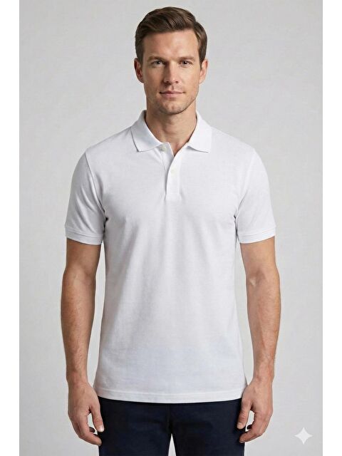 Sabri Özel Giotelli Beyaz Standart Fit %100 Pamuklu Polo Yaka Tişört - S000525405-20063