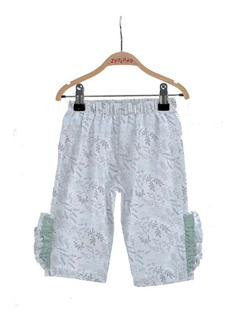 MİNİNİO Kız Bebek Beyaz Çiçek Desenli Fırfırlı Pantolon (3-24Ay) - S000325848-20063