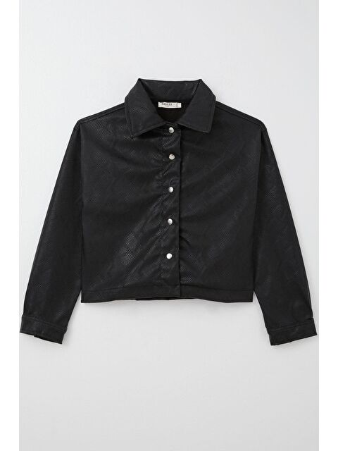 Breeze Kız Çocuk Deri Ceket Çıtçıtlı Desenli Siyah (9-14 Yaş) - S000355909-19351