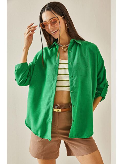 Xhan Yeşil Polo Yaka Basic Gömlek 5YXK2-48597-08 - S000207909-18194